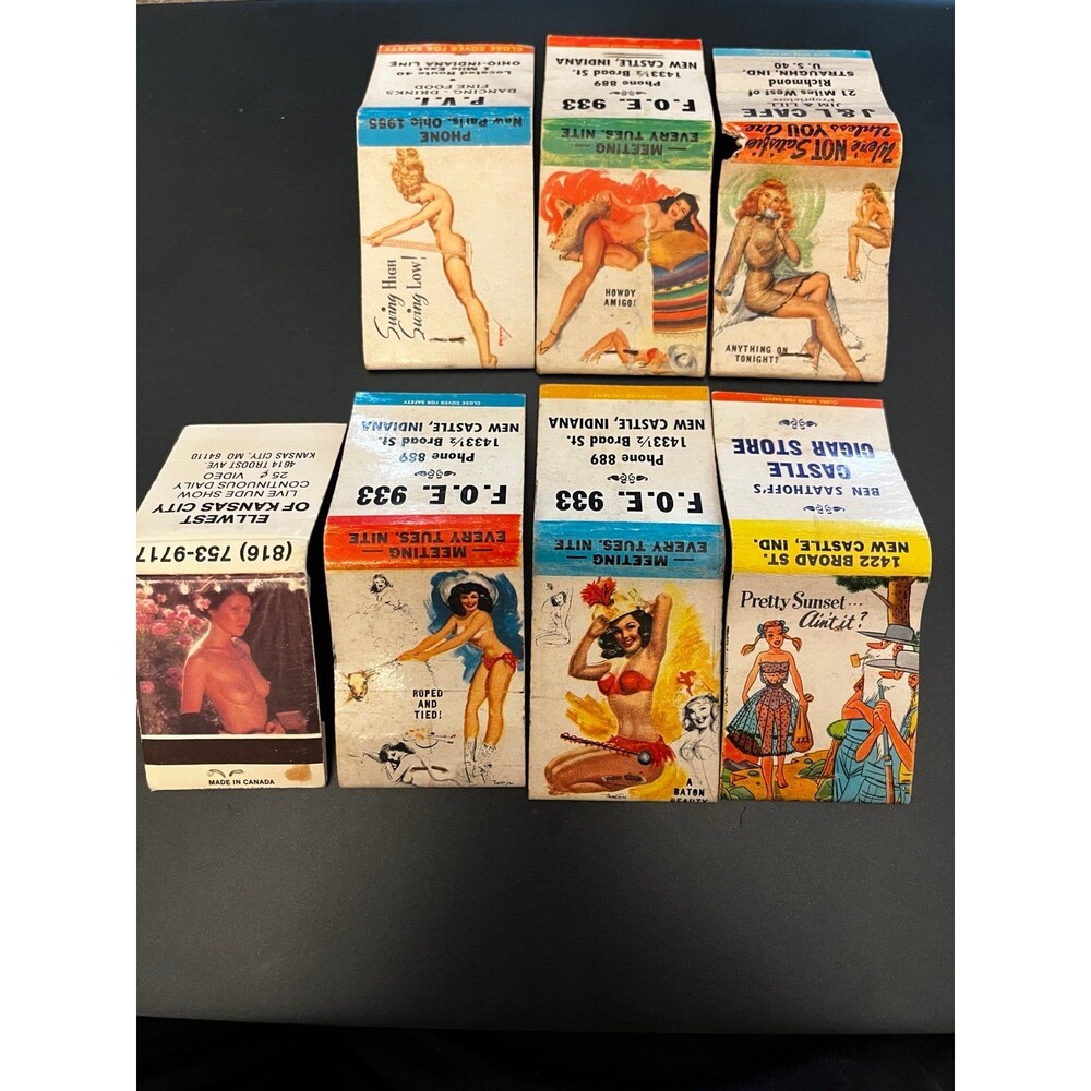 Lot of 7 True Vintage Pin up Nudes Matchbook covers MCM 1960’s 70’s